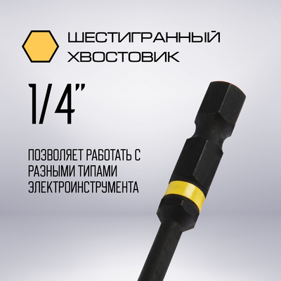 Бита ТУНДРА, Torsion, намагниченная, отрывная лента, сталь S2, PH2×50 мм