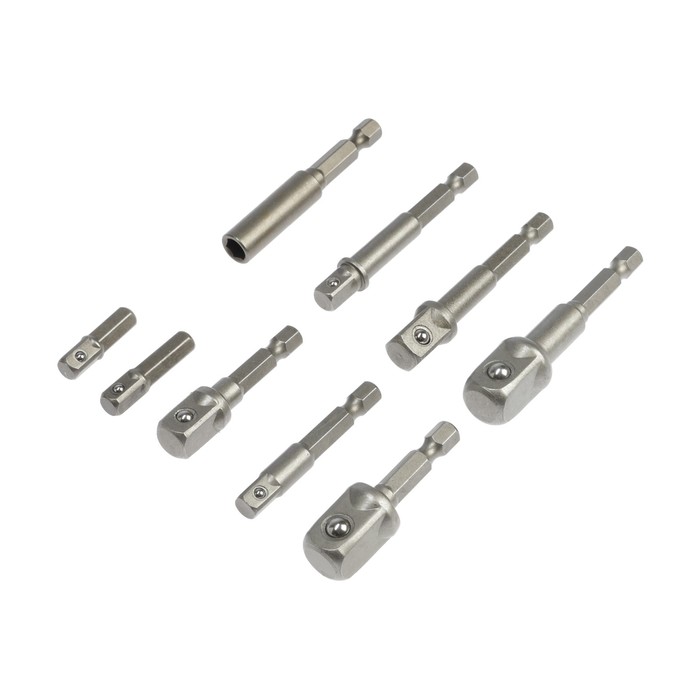 Набор адаптеров для бит и торцевых головок ТУНДРА, 1/4" 3/8" 1/2", 25 - 70 мм, 9 шт. - Фото 1