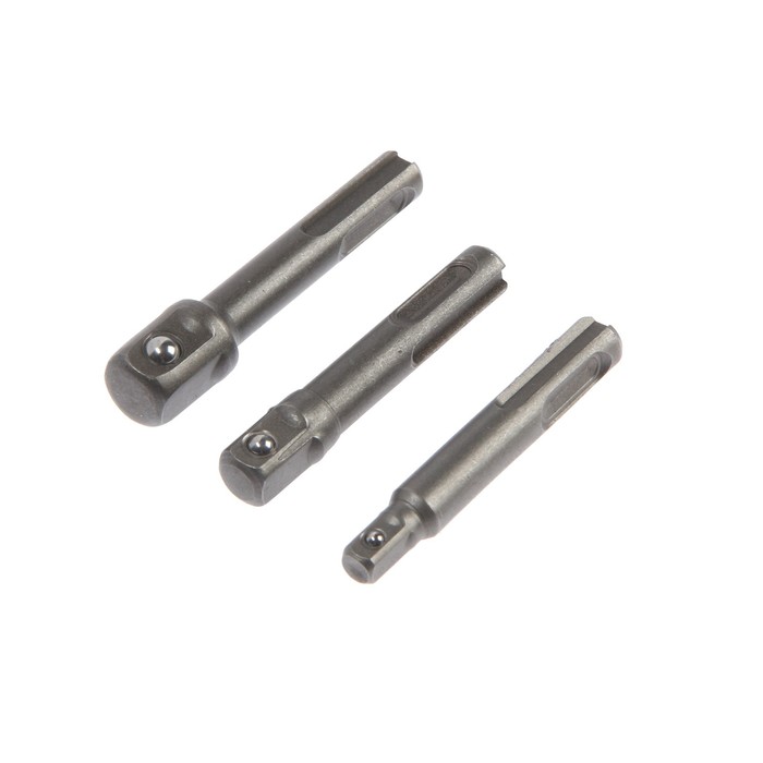 Набор адаптеров для торцевых головок ТУНДРА, SDS-plus, 1/2×75, 3/8 и 1/4" × 65 мм, 3 шт. - Фото 1