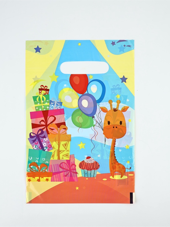 Пакет «Веселый жирафик», полиэтиленовый, с вырубной ручкой, 20×30 см, 30 мкм - Фото 1