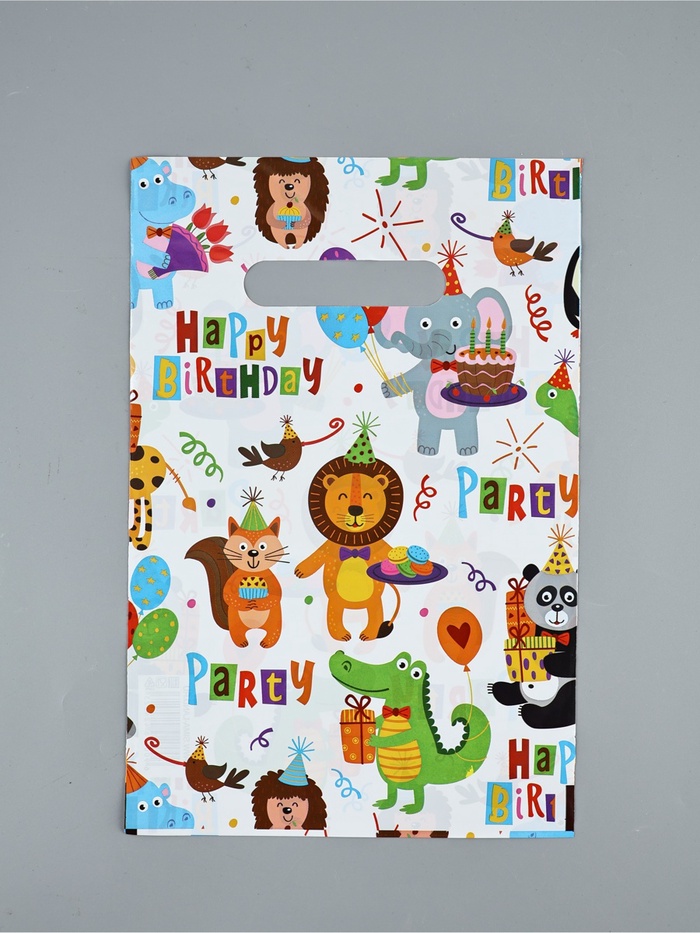 Пакет «Вечеринка зверят», полиэтиленовый, с вырубной ручкой, 20×30 см, 30 мкм - Фото 1