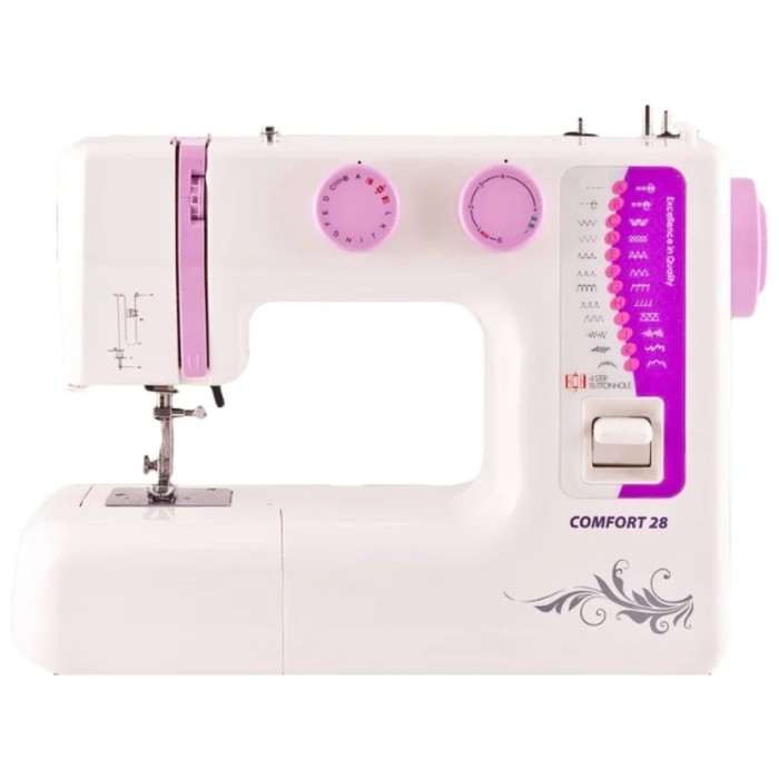 Швейная машина Comfort 28, 25 операций, полуавтомат, бело-фиолетовая - Фото 1