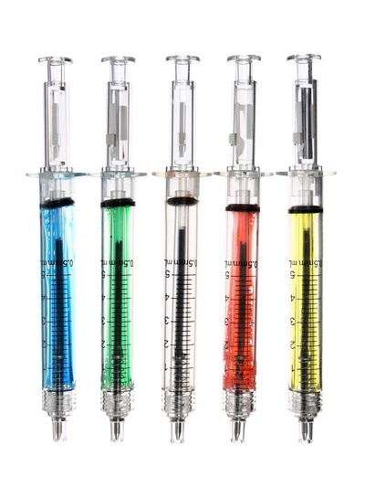 УЦЕНКА Ручка-прикол Calligrata «Шприц с жидкостью», чёрный стержень, шариковая, МИКС