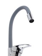 УЦЕНКА Смеситель для кухни ZEIN 2115, однорычажный, гибкий излив, картридж 40 мм, серый/хром - Фото 3