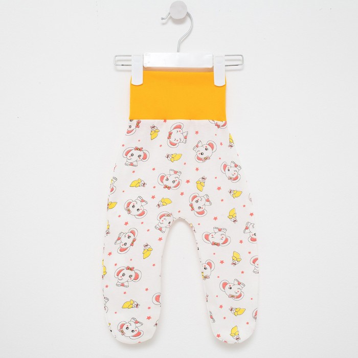 Ползунки детские, цвет белый/слонёнок, рост 62 см - Фото 1