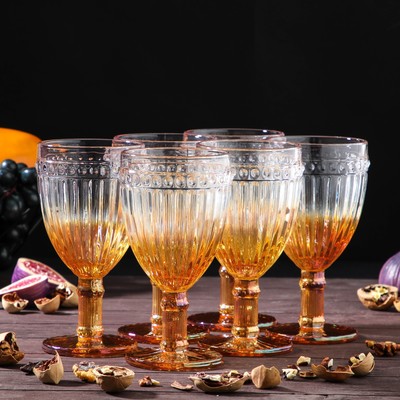 Набор бокалов из стекла Magistro «Босфор», 250 мл, 6 шт, цвет градиент золото