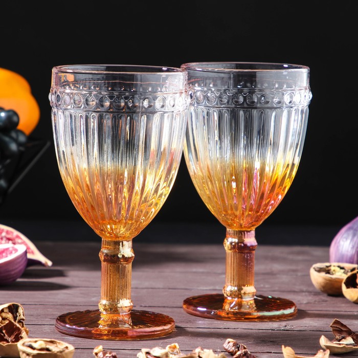 Набор бокалов из стекла Magistro «Босфор», 250 мл, 2 шт, цвет градиент золото - Фото 1