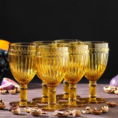 Набор бокалов из стекла Magistro «Босфор», 250 мл, 6 шт, цвет жёлтый
