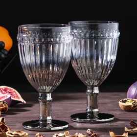 Набор бокалов из стекла Magistro «Босфор», 250 мл, 2 шт, цвет градиент серебро