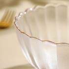 Салатник «Хризантема», 700 мл, d=15 см, фигурный, стекло, с золотой отводкой, прозрачный 7350887