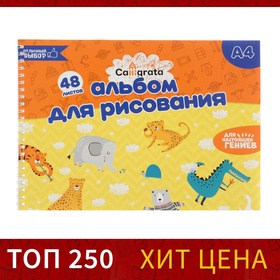 Альбом для рисования Calligrata А4, 48 листов на гребне, обложка мелованный картон, блок 100 г/м? (комплект 2 шт)