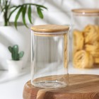 Банка стеклянная для сыпучих продуктов с бамбуковой крышкой Magistro «Эко», 950 мл, 10×15.5 см - Фото 1