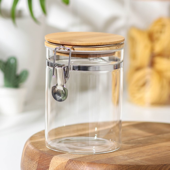 Банка стеклянная для сыпучих продуктов с бугельным замком Magistro «Эко», 800 мл, 10×13 см - Фото 1