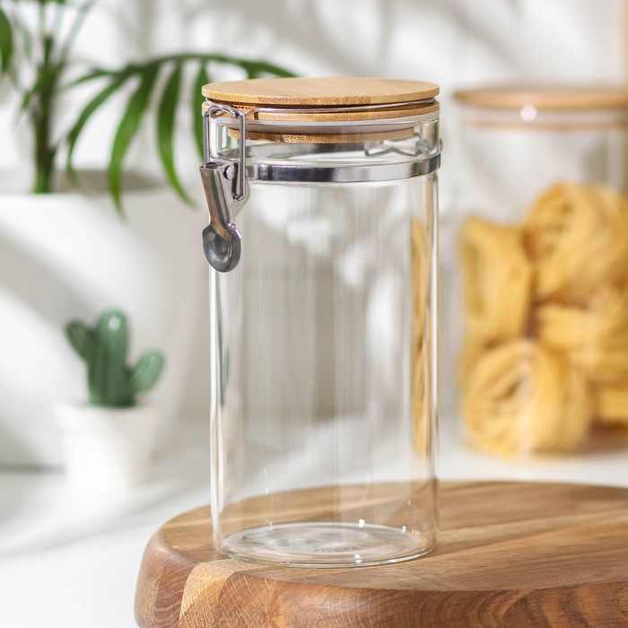 Банка стеклянная для сыпучих продуктов с бугельным замком Magistro «Эко», 1,2 л, 10×20 см - Фото 1