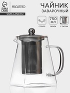 Заварочный чайник Magistro «Дарси», 750 мл, металлическое сито, стекло - Фото 1