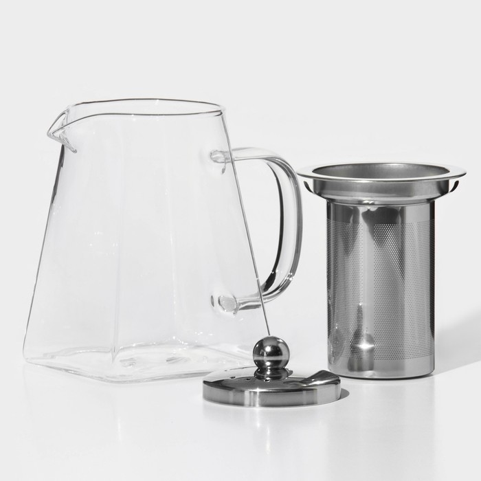 Чайник стеклянный заварочный с металлическим ситом Magistro «Дарси», 950 мл - фото 1907436691