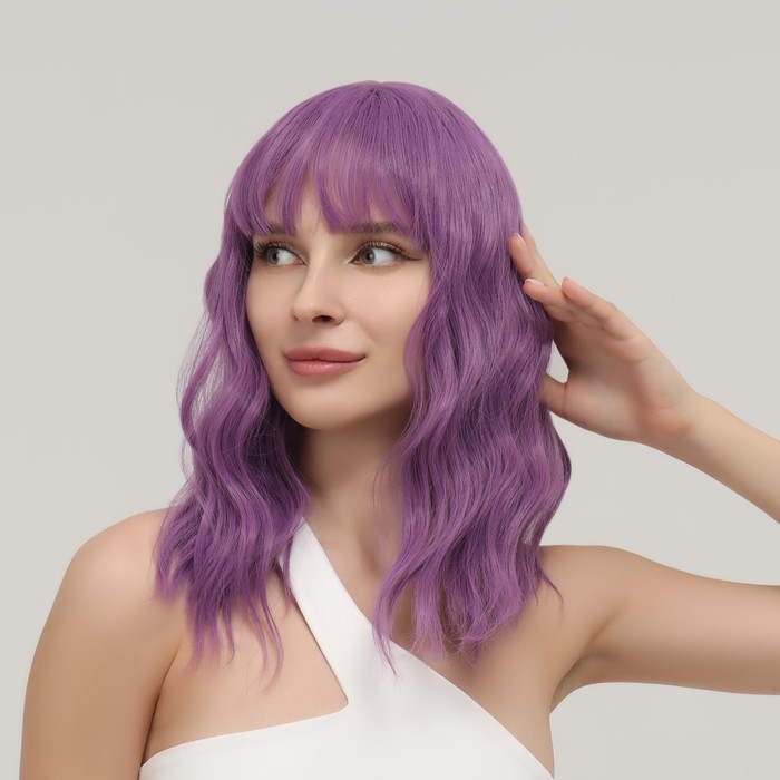 Парик искусственный, с чёлкой, имитация кожи, 40 см, 160 гр, цвет сиреневый(#SHT362) 27939