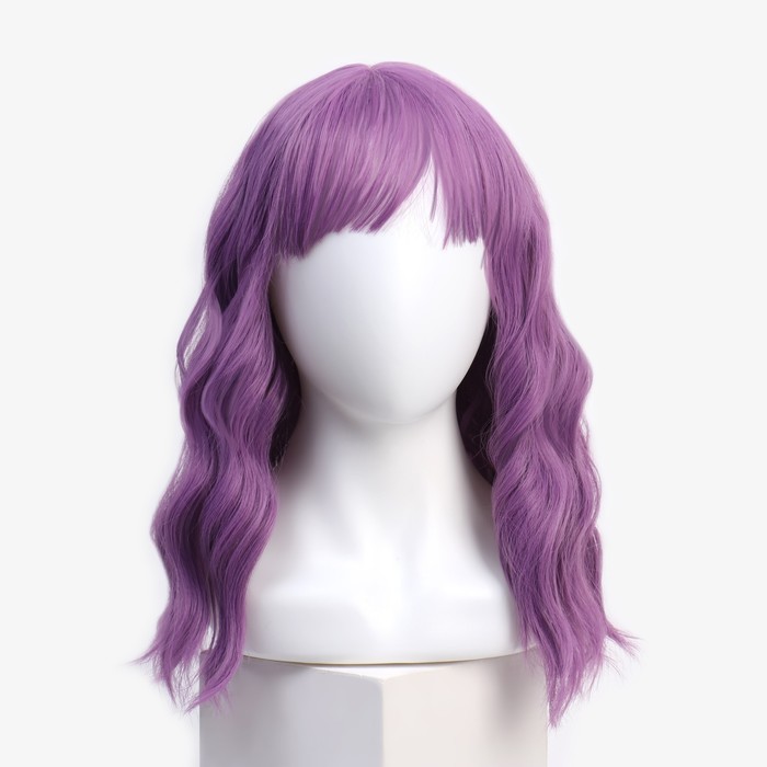 Парик искусственный, с чёлкой, имитация кожи, 40 см, 160 гр, цвет сиреневый(#SHT362) 27939