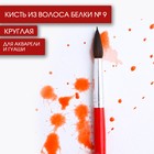 Кисть для рисования из волоса белки круглая № 9 короткая ручка - Фото 5