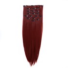Волосы на трессах, прямые, на заколках, 12 шт, 60 см, 220 гр, цвет бордовый(#SHT350) - Фото 3