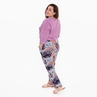 Брюки женские с принтом, цвет белый/розовый, размер 46 - фото 34640705