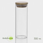 Банка для хранения BellaTenero «Эко», 300 мл, 5.5×15.5 см, с бамбуковой крышкой, стекло, прозрачная - Фото 1