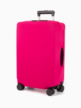 Чехол на чемодан на колёсах, 24" (M), однотонный, розовый