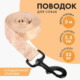 Поводок Paradise life, застёжка - фастекс, 2.5 см, 3 м