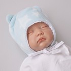 Шапочка на завязках с ушками детская KinDerLITTO «Новые звёздочки», возраст 6-12 мес., цвет голубой - Фото 2