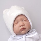 Шапка детская демисезонная KinDerLitto «Новые звёздочки», с ушками, возраст 0-3 месяцев, цвет молочный - Фото 2