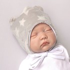 Шапочка на завязках с ушками детская KinDerLITTO «Новые звёздочки», возраст 3-6 мес., цвет серый - Фото 2
