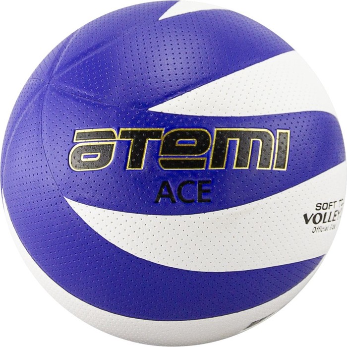 Мяч волейбольный Atemi ACE, синтетическая кожа PVC, цвет бело-синий, 12 панелей, клееный, окружность 65-67