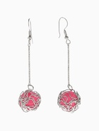 Серьги висячие «Шар плетеный», цвет розовый в серебре, 6.5 см - Фото 1