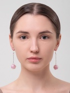 Серьги висячие «Шар плетеный», цвет розовый в серебре, 6.5 см - Фото 2