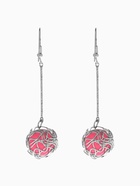 Серьги висячие «Шар плетеный», цвет розовый в серебре, 6.5 см - Фото 3