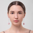 Серьги висячие «Шар плетеный», цвет розовый в серебре, 6.5 см - Фото 3