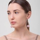 Серьги висячие «Шар плетеный», цвет розовый в серебре, 6,5 см - фото 8209422