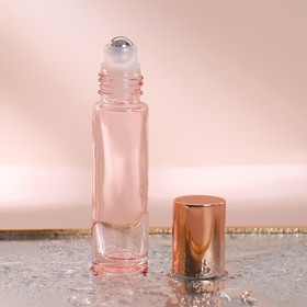 Флакон стеклянный для парфюма, с металлическим роликом, 10 мл, цвет розовый/розовое золото