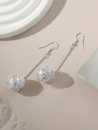 Серьги висячие «Шар плетёный», цвет белый в серебре, 6.5 см - Фото 4