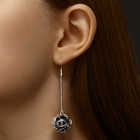 Серьги висячие «Шар плетёный», цвет чёрный в серебре, 6.5 см - Фото 2