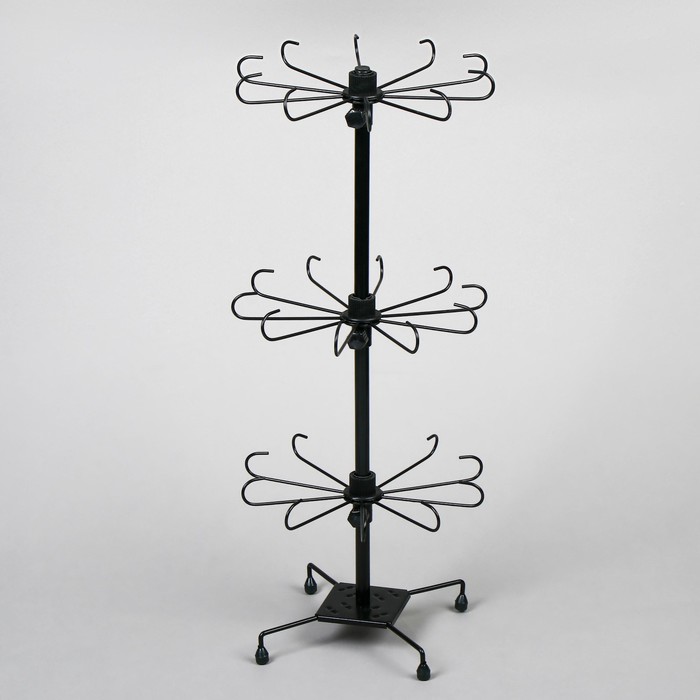 Вертушка, 3 яруса по 10 крючков, 27×65 см, цвет чёрный - фото 1886833490