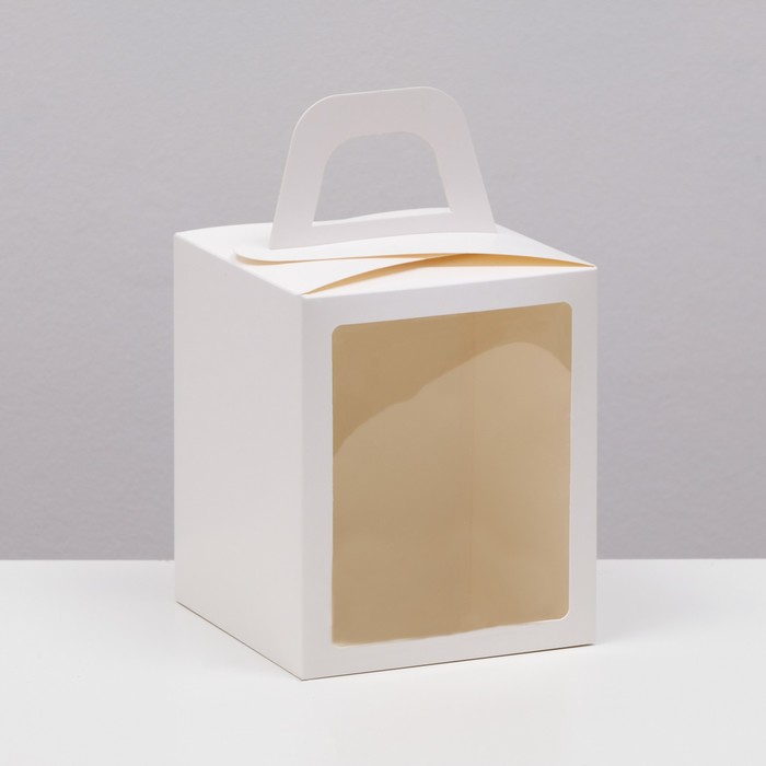 Складная коробка с окном, белая, 15 х 15 х 18 см