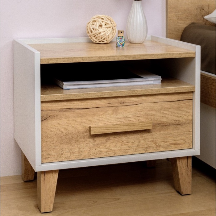 Тумба прикроватная «Айрис 41», 486×358×445 мм, цвет белый/дуб золотистый - Фото 1