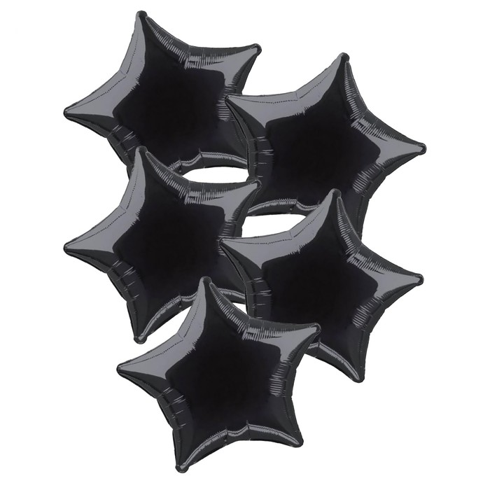 Шар фольгированный 21", звезда, набор 5 шт., цвет чёрный - фото 1907437689
