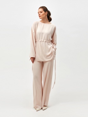 Костюм женский (туника, брюки) MINAKU: Casual Collection цвет бежевый, размер 58