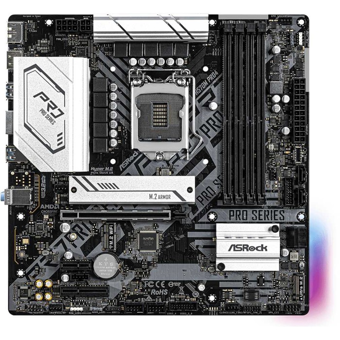 Материнская плата Asrock H570M PRO4, LGA1200, H570, 4xDDR4, HDMI, mATX - фото 51499790