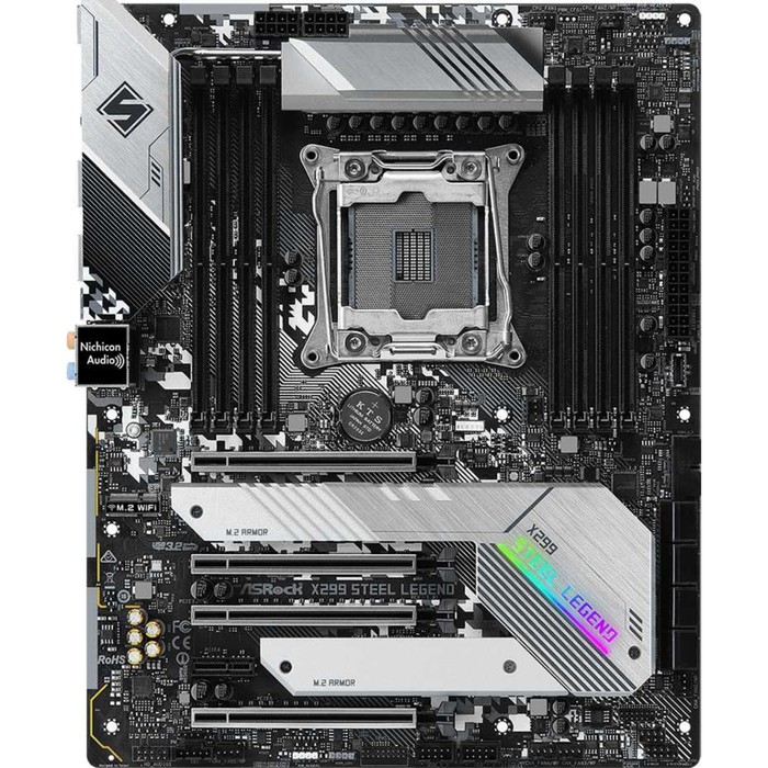 Материнская плата Asrock X299 STEEL LEGEND, LGA2066, X299, 8xDDR4, 2xGgE RAID - фото 51496808