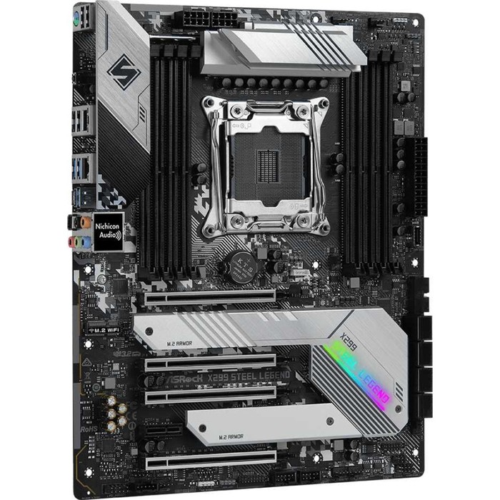 Материнская плата Asrock X299 STEEL LEGEND, LGA2066, X299, 8xDDR4, 2xGgE RAID - фото 51496809