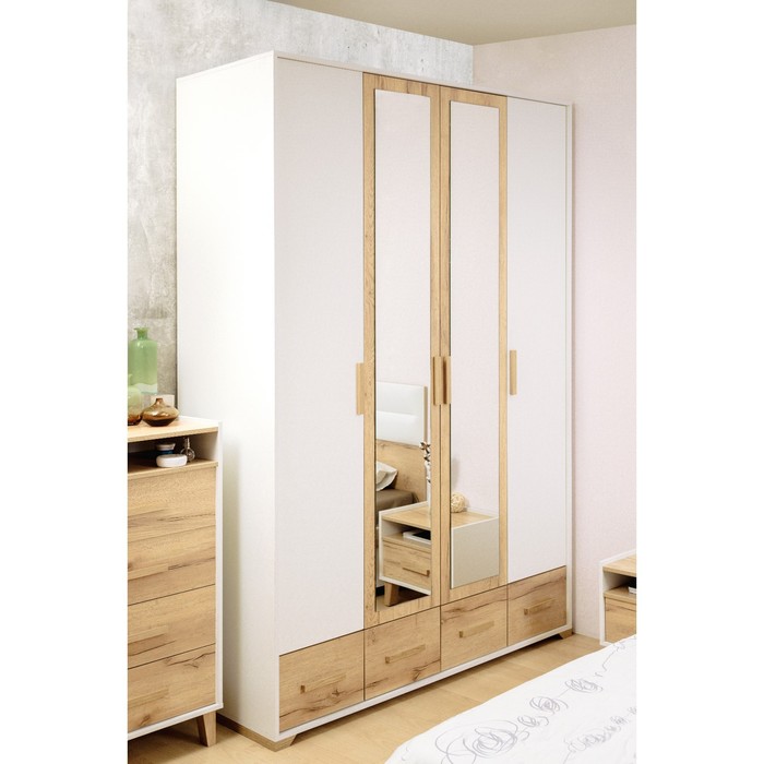 Шкаф для одежды и белья «Айрис 555», 1578 × 596 × 2285 мм, цвет белый / дуб золотистый - Фото 1