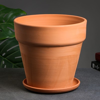 Горшок для цветов «Терра», 8 л, d=27 см, h=25 см, керамика, с поддоном, цвет терракот